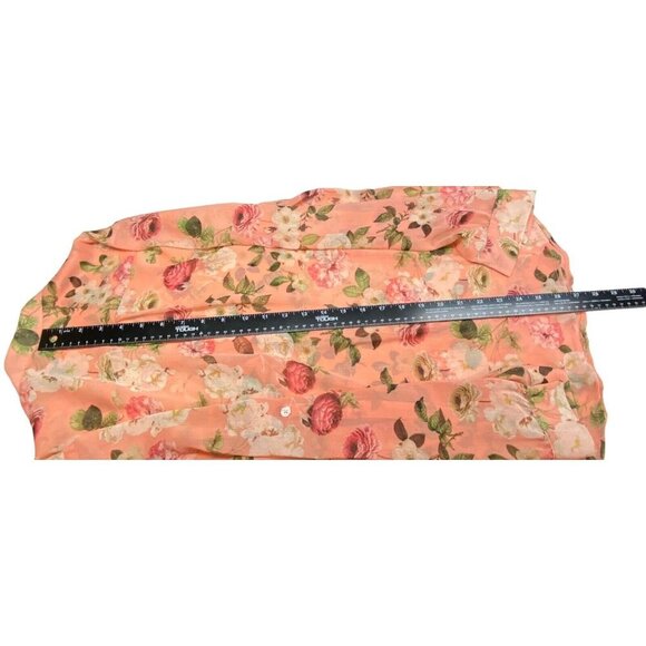 KUT FROM THE CLOTH Women Jasmine Top Size XS Orange Sheer Casual Floral 68-9 - Picture 10 of 13